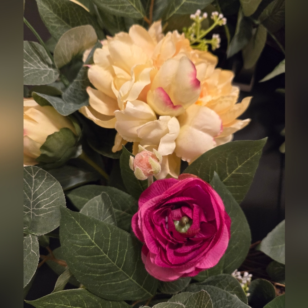 Spring Everyday Wreath with Peony, Ranunculus, and lush Greenery - Picture 2 of 3